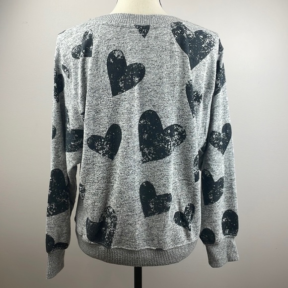 Philosophy Republic Clothing Sweater SZ S Distressed Hearts Soft - Picture 6 of 9